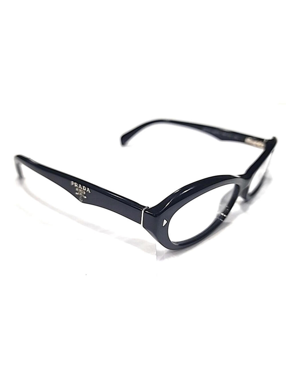 PRADA VPR110 IAB 101 Milan Glossy Black Oval Eyeglasses 54-16 135 Case Box Cloth - Picture 4 of 9